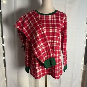 Little Magnolia Red and White Cotton-Spandex Top and Bottom Pajamas